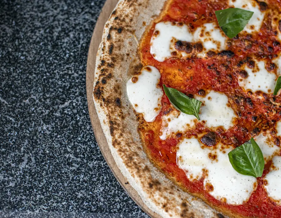 Margherita with a leopard-spotted crust